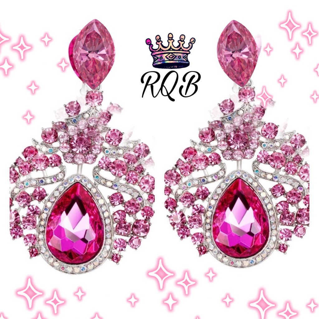 Pink Ombre Crystal Chandeliers Earrings